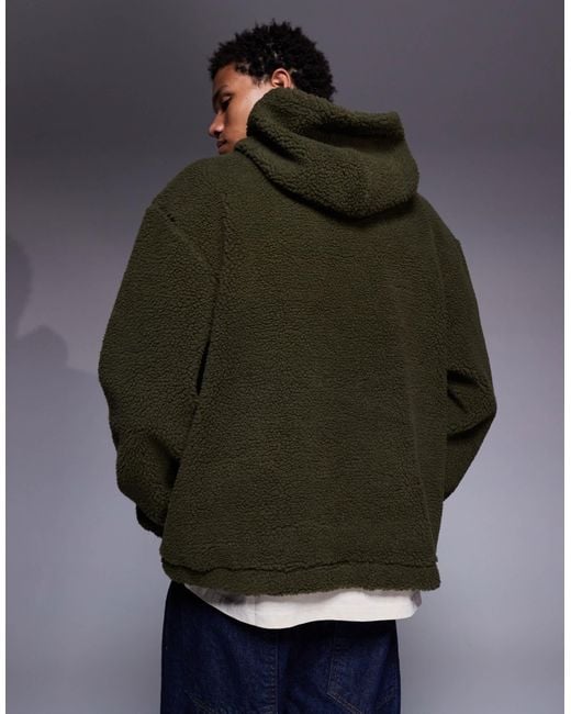 ASOS – oversize-kapuzenpullover aus teddyfell in Gray für Herren