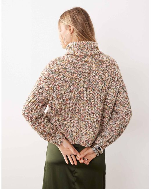 Noisy May Natural – strickpullover aus mehrfarbigem garn mit rollkragen
