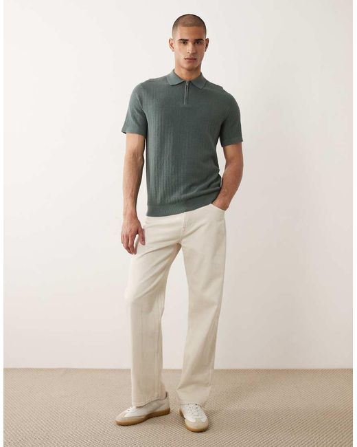 SELECTED Gray Zip Polo for men
