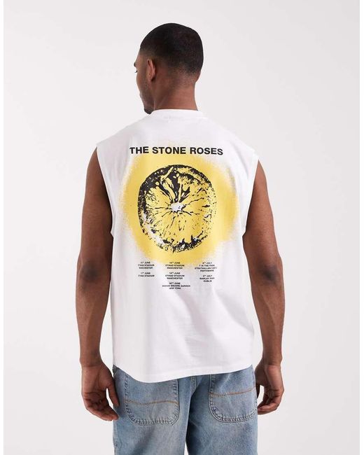 ASOS White Oversized Tank With The Stone Roses Print for men