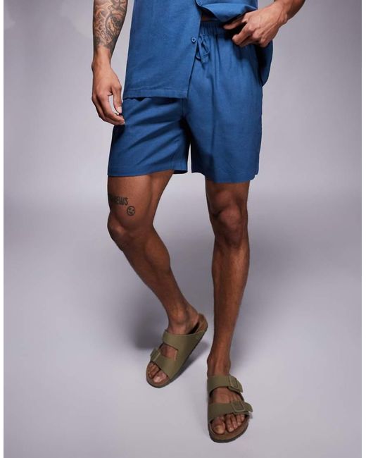 South Beach Blue Drawstring Beach Shorts for men