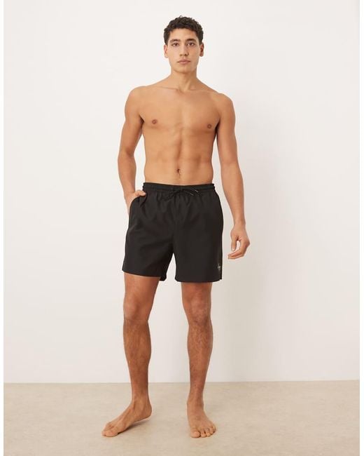 Calvin Klein Black Side Script Swim Trunks for men
