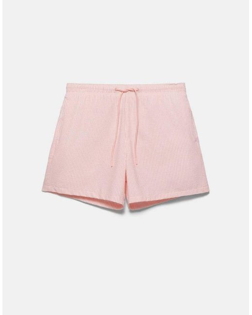 Pull&Bear Brown Seersucker Swim Shorts for men