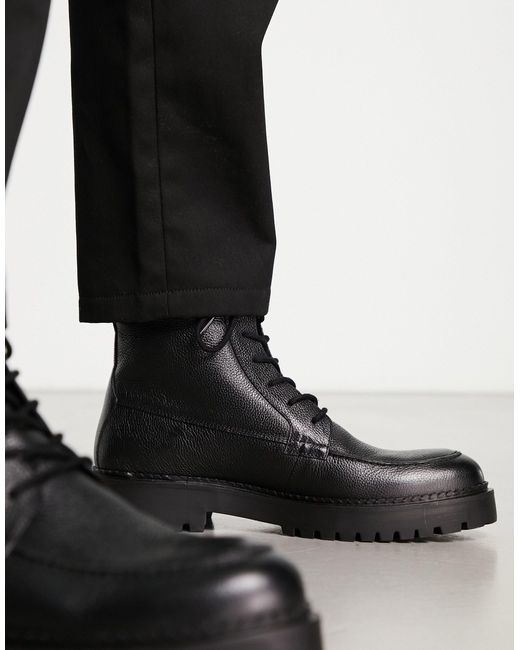 Schuh – draco – schnürstiefel aus em leder mit dicker sohle in Black für Herren
