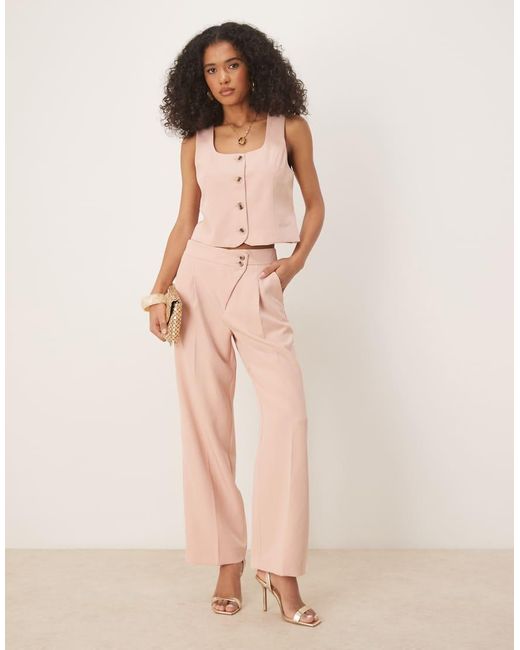 Vila Pink Pleat Front Tailored Wide Leg Trouser Co-ord