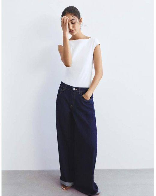 Pull&Bear Blue Short Sleeve Bodysuit