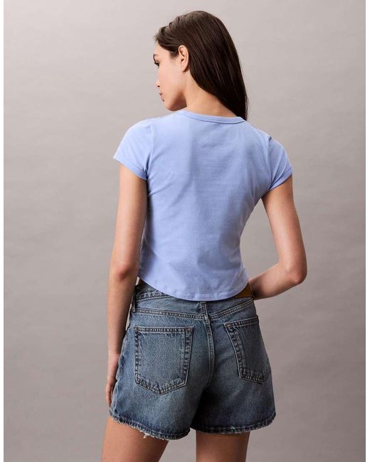 Camiseta Azul Con Estampado De Texto "1968" De Calvin Klein de color Blue