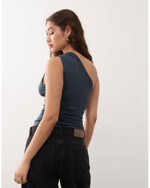 Weekday Blue One Shoulder Top With Slash Detail