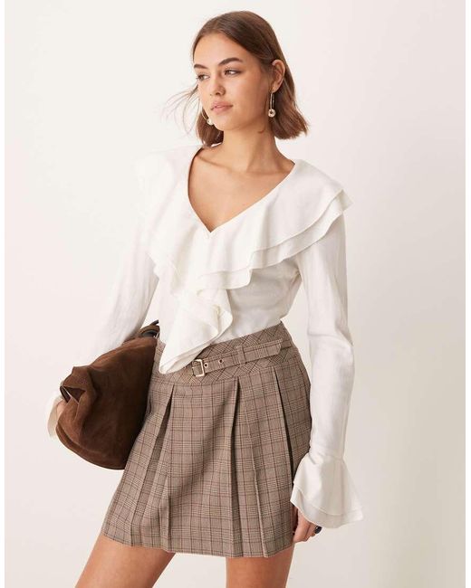 Finding Friday Natural Vneck Frill Blouse