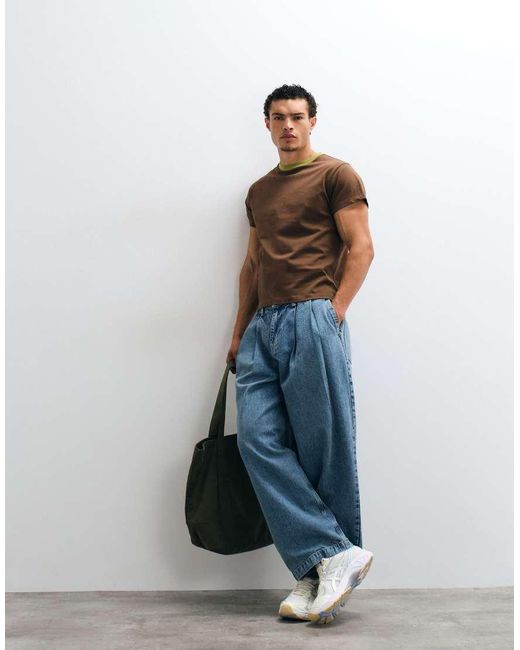 Reclaimed Vintage Blue Contrast Ringer T-shirt for men
