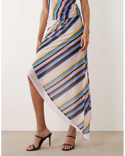 ASOS Pink Stretch Chiffon Asymmetric Maxi Skirt