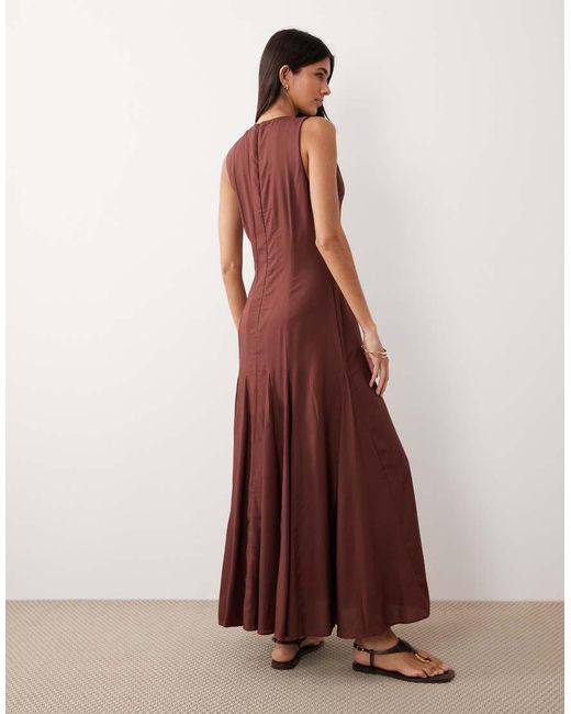 ASOS Brown Racer Maxi Dress With Godets