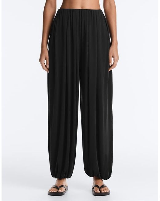 Oysho Black Modal Blend Balloon Trousers