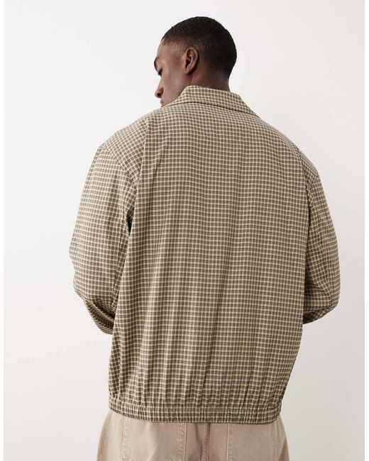 ASOS Brown Smart Checked Harrington Jacket for men