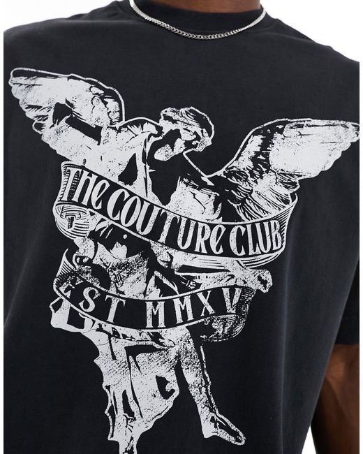 Camiseta negra con estampado delantero The Couture Club de hombre de color Black