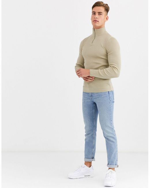 muscle fit half zip jumper