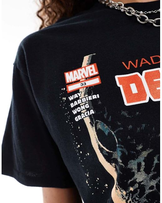 ASOS Black Marvel Unisex T-shirt With Deadpool Graphic Front Print