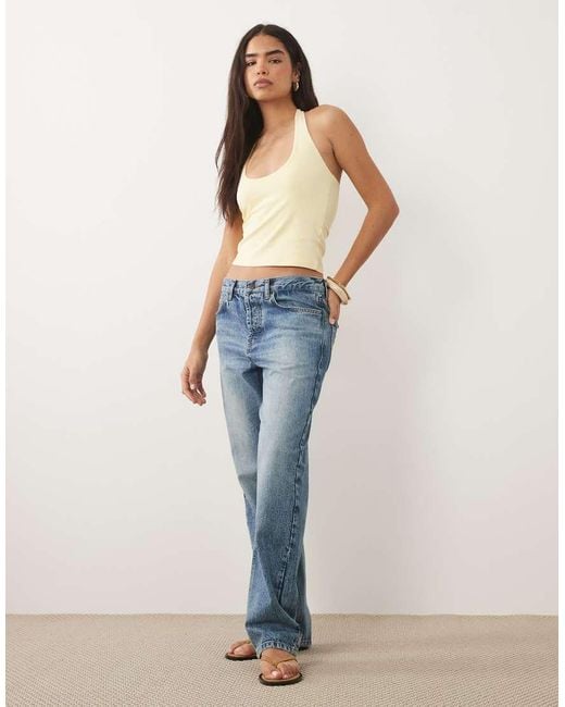 ASOS Blue Double Layer Minimal Halter Neck Top