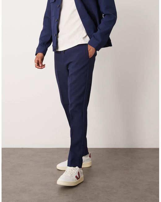 ASOS Blue Tapered Smart Co-ord Pull On Trousers for men