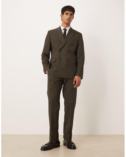 ASOS Gray Double Breasted Regular Suit Jacket for men