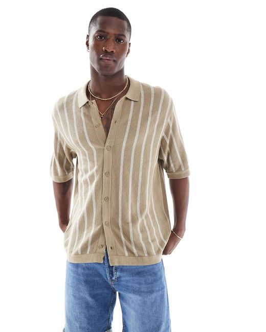 Jack & Jones Blue Button Through Knitted Polo for men