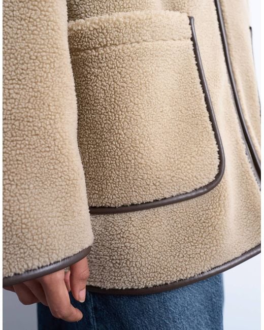 TOPSHOP Brown Longline High Neck Chuck On Shearling