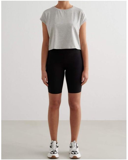 Aim'n Blue Melange Soft Basic Roll Sleeve Top