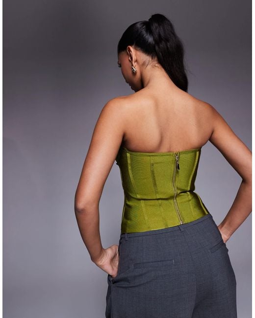 ASOS Green Bandage Bust Cup Strapless Corset Top