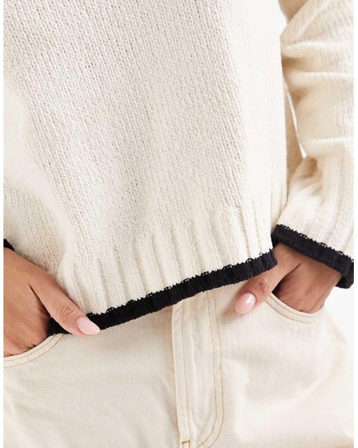 Vero Moda White Round Neck Jumper With Contrast Trim