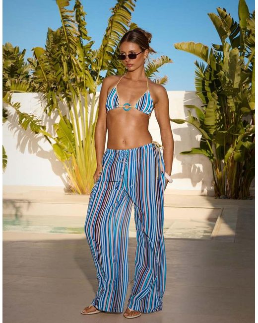 South Beach Blue X Sasha Corte-t Wide Leg Beach Pants