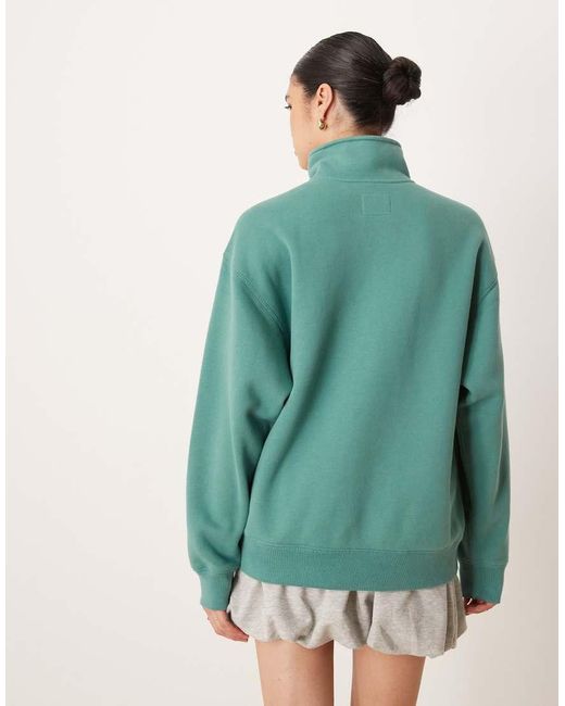 Abercrombie & Fitch Gestreept Sweatshirt Met Korte Rits in het Green