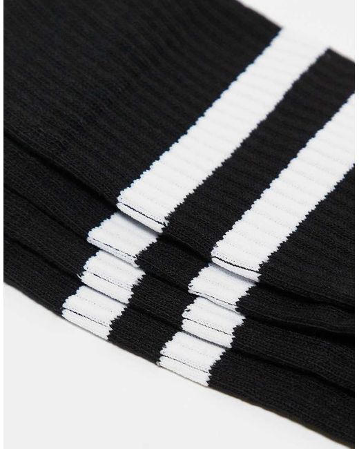 Pack De 5 Pares De Calcetines Deportivos Negros Con Rayas Blancas De ASOS de hombre de color White