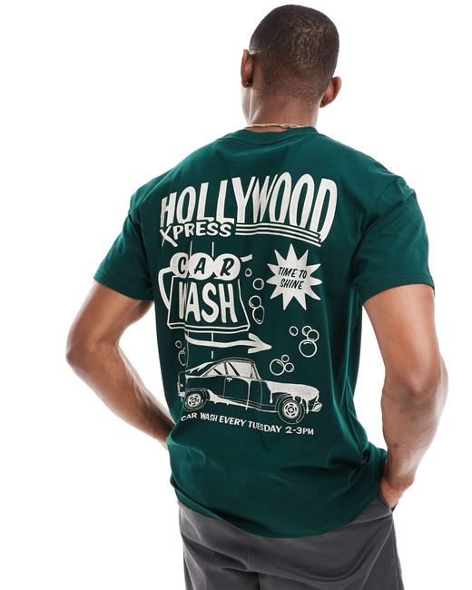 Hollister Green Relaxed Fit T-shirt With Destination Back Print for men