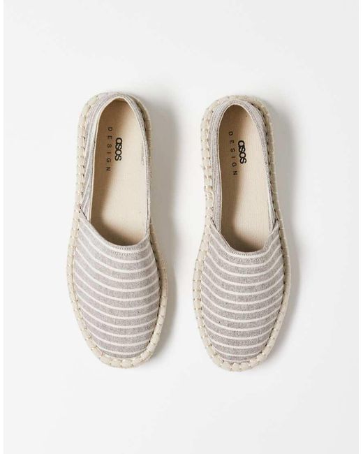 ASOS Espadrilles Van Canvas Met Grijze Strepen in het White voor heren