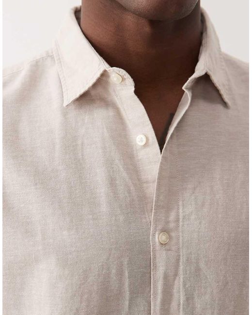Jack & Jones Natural Short Sleeve Linen Blend Shirt for men
