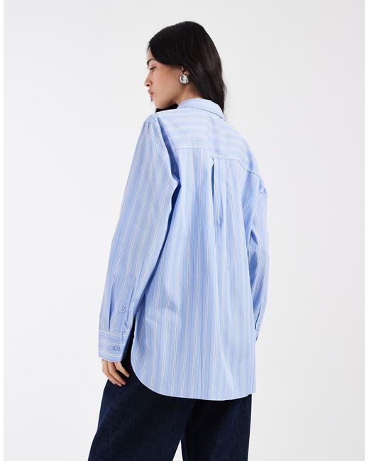 Vero Moda Blue Oversized Cotton Oxford Shirt