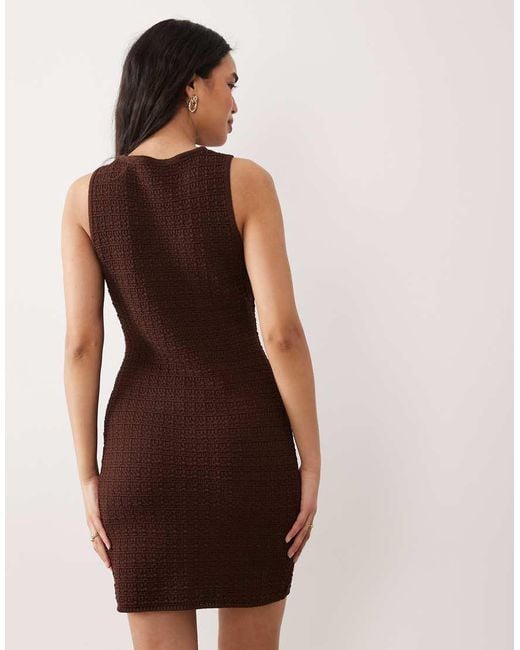 Miss Selfridge Brown Textured Knit Shift Mini Dress
