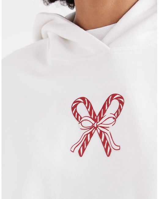 Hollister White Oversized 'nice List' Festive Hoodie