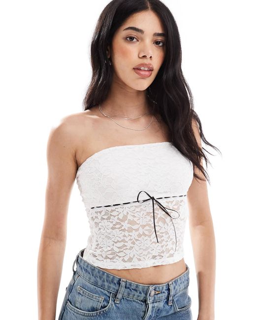 Hollister White Lace Peplum Tube Top
