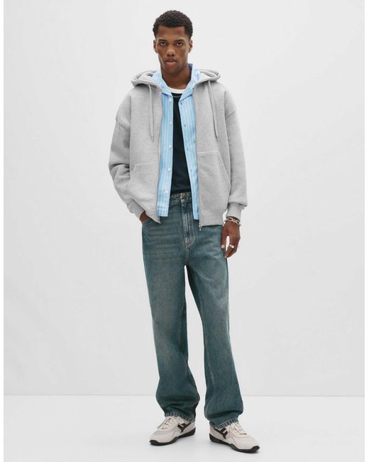 Pull&Bear – basic-kapuzenjacke in Blue für Herren