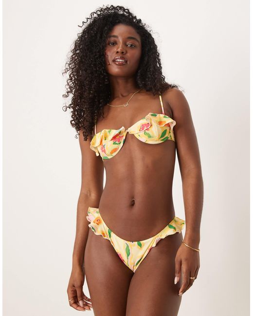Wild Lovers Brown Studio 54 Bikini Bottom With Frill Detail