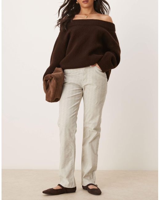 ASOS Natural Straight Leg Herringbone Flock Jean