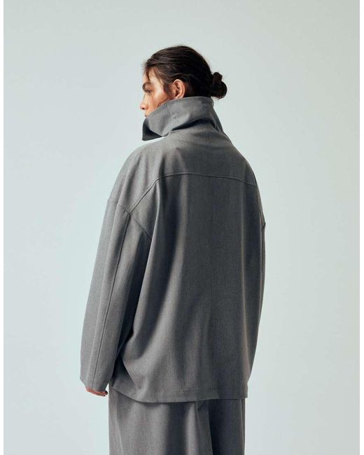 ASOS Gray Curve Tailored Funnel Neck Jacket