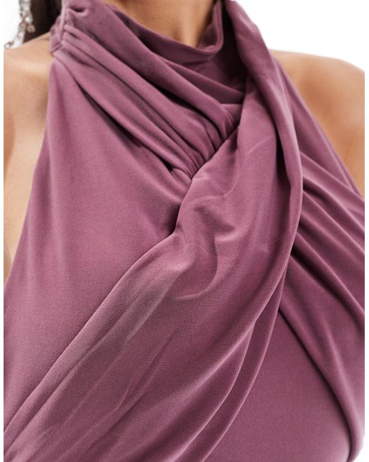 Vestito lungo a portafoglio senza maniche polvere di ASOS in Purple