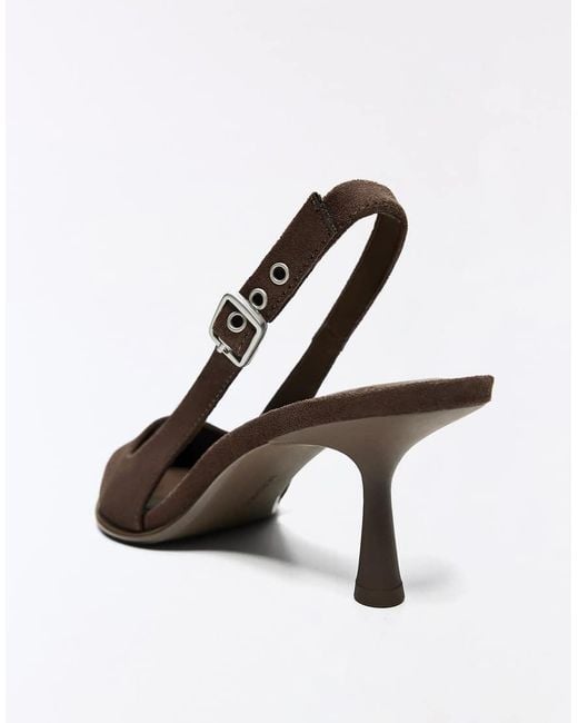 Bershka White Kitten Heel Slingback Shoes