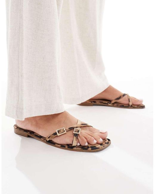 Raid White Lanah Strap Buckle Flat Sandals