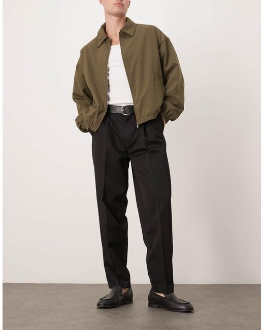 ASOS Nette Geplooide Oversized Toelopende Broek in het Black voor heren