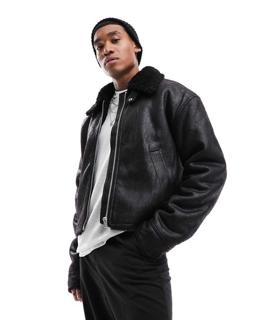 Sim - veste en shearling Weekday pour homme en coloris Black