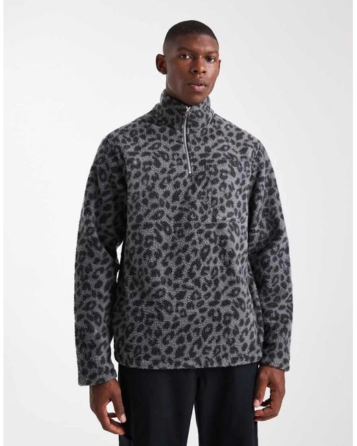 Jack & Jones Gray 1/4 Zip Fleece for men