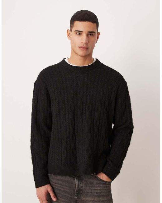 Abercrombie & Fitch Black Cable Knit Jumper for men